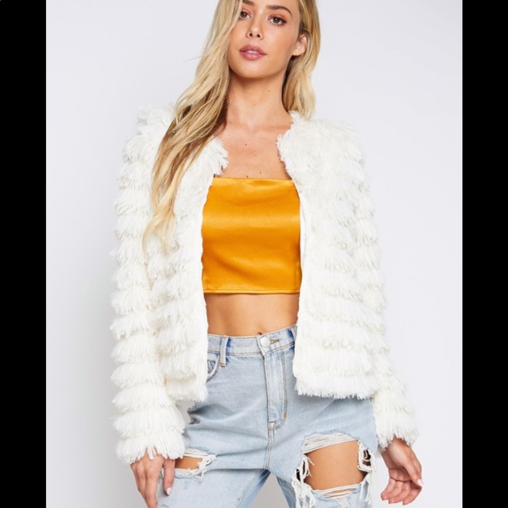 White Fur Jacket NWT - Faux Fur Size Small